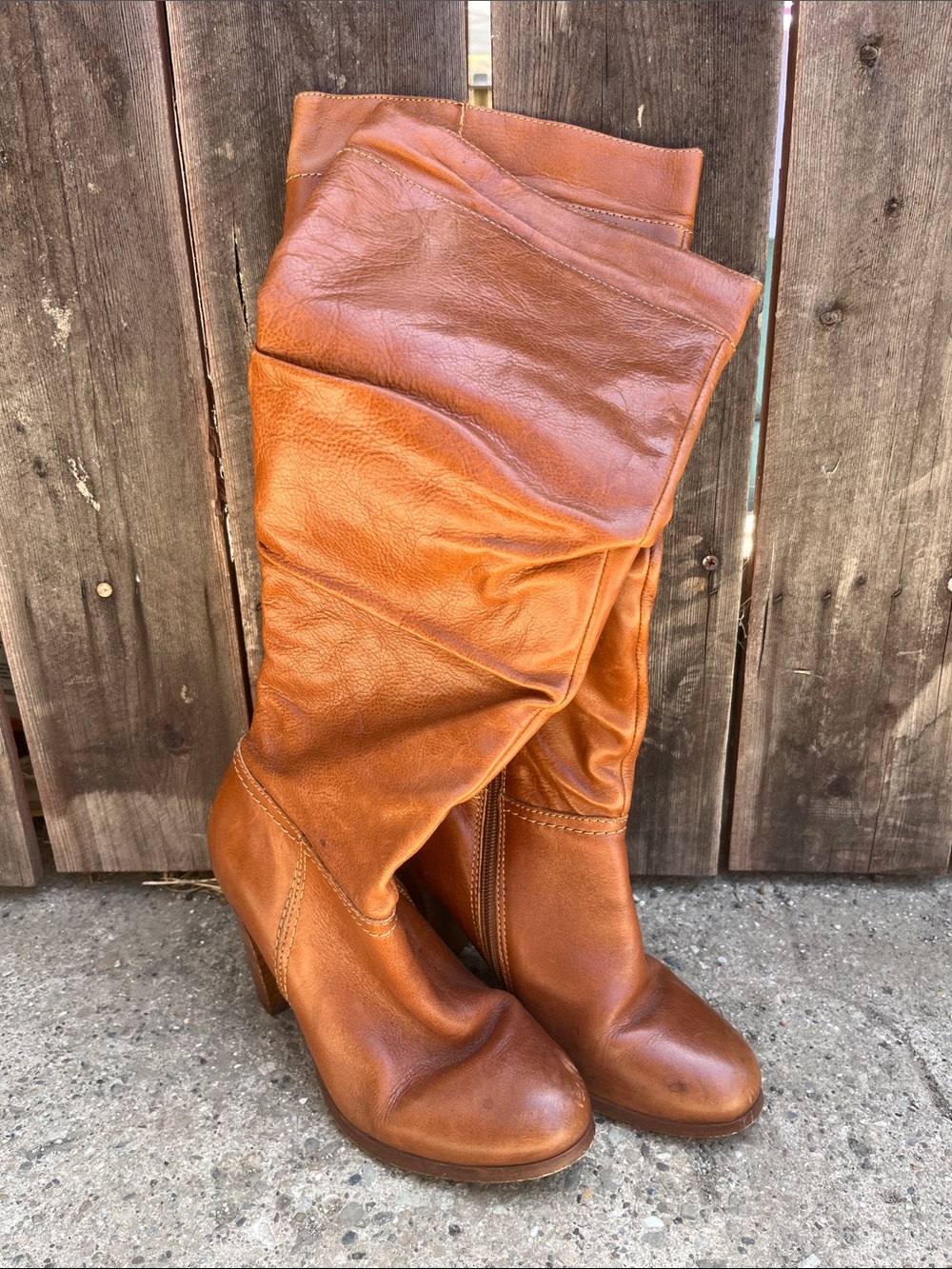 Aldo Cognac Tan Over-the-Knee Leather Boots